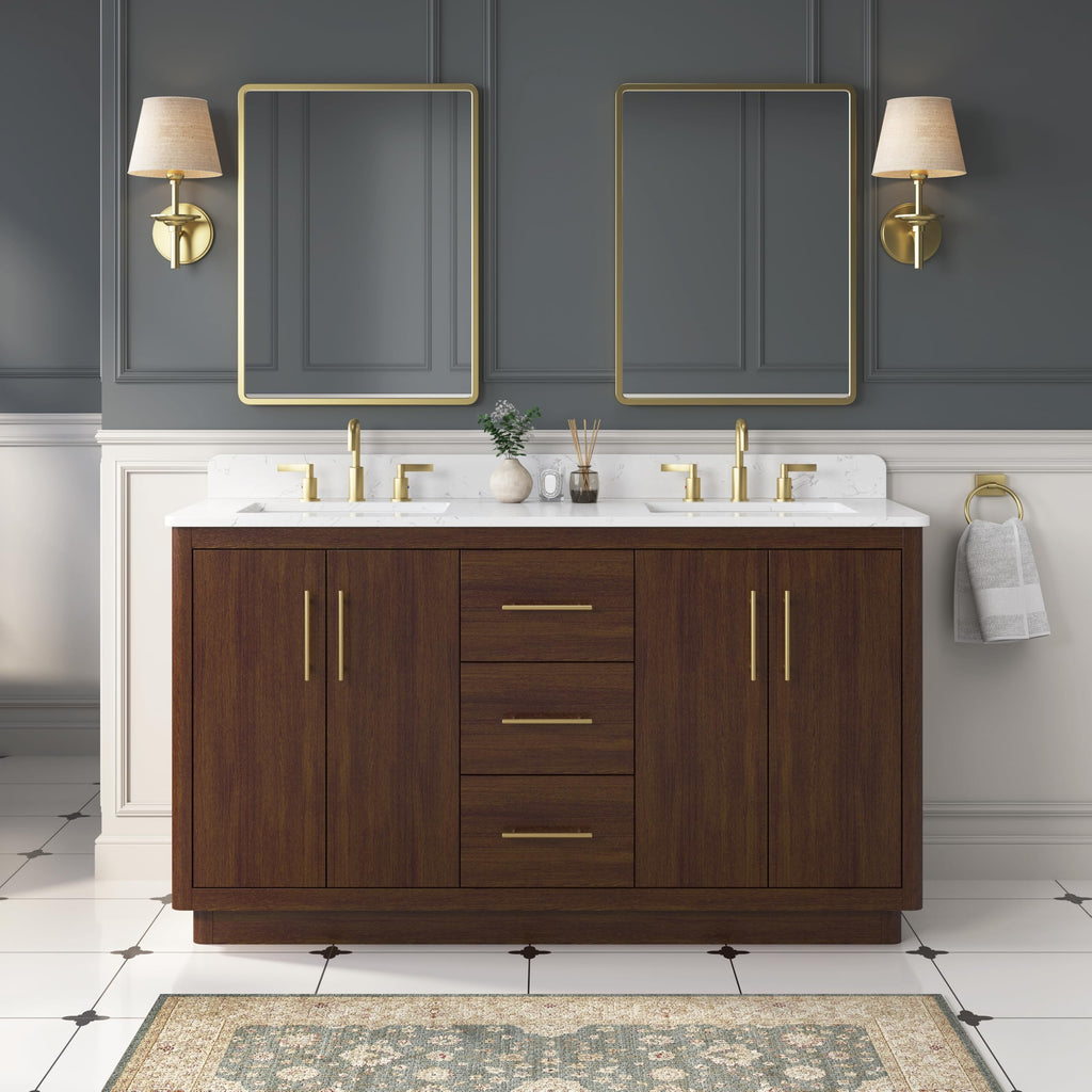 60 Inch Bathroom Vanity with Double Sink Combo, Greige