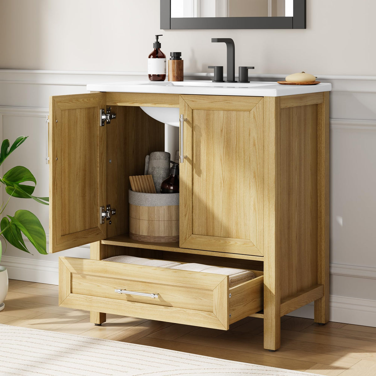 Garvee 24" Bathroom Vanity with Sink, Freestanding Bathroom Cabinet