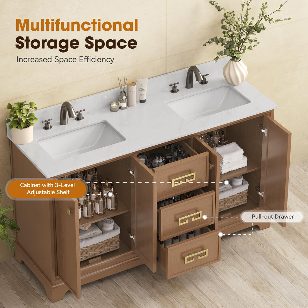 72 Inch Double Sink Bathroom Vanity Solid Wood, Fully Assembled