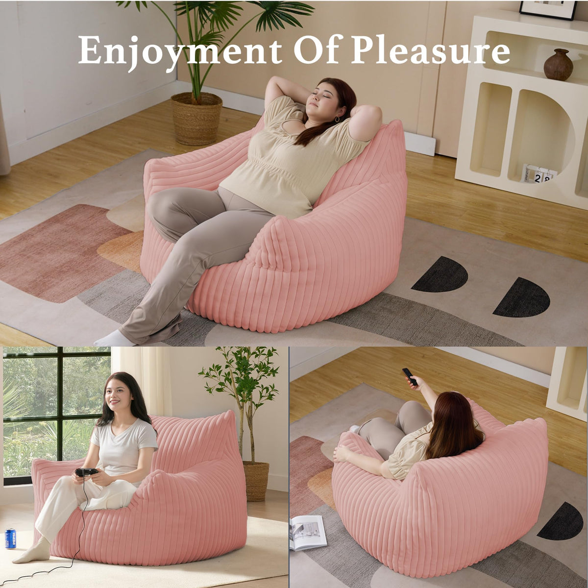 3-in-1 Giant Bean Bag Chair for Adults & Kids, Convertible Floor Sofa to Mattress, Memory Foam Beanbag Chair with Washable Cover, Multi Functional Lounge Couch for Bedroom, Living Room (Dark Grey)