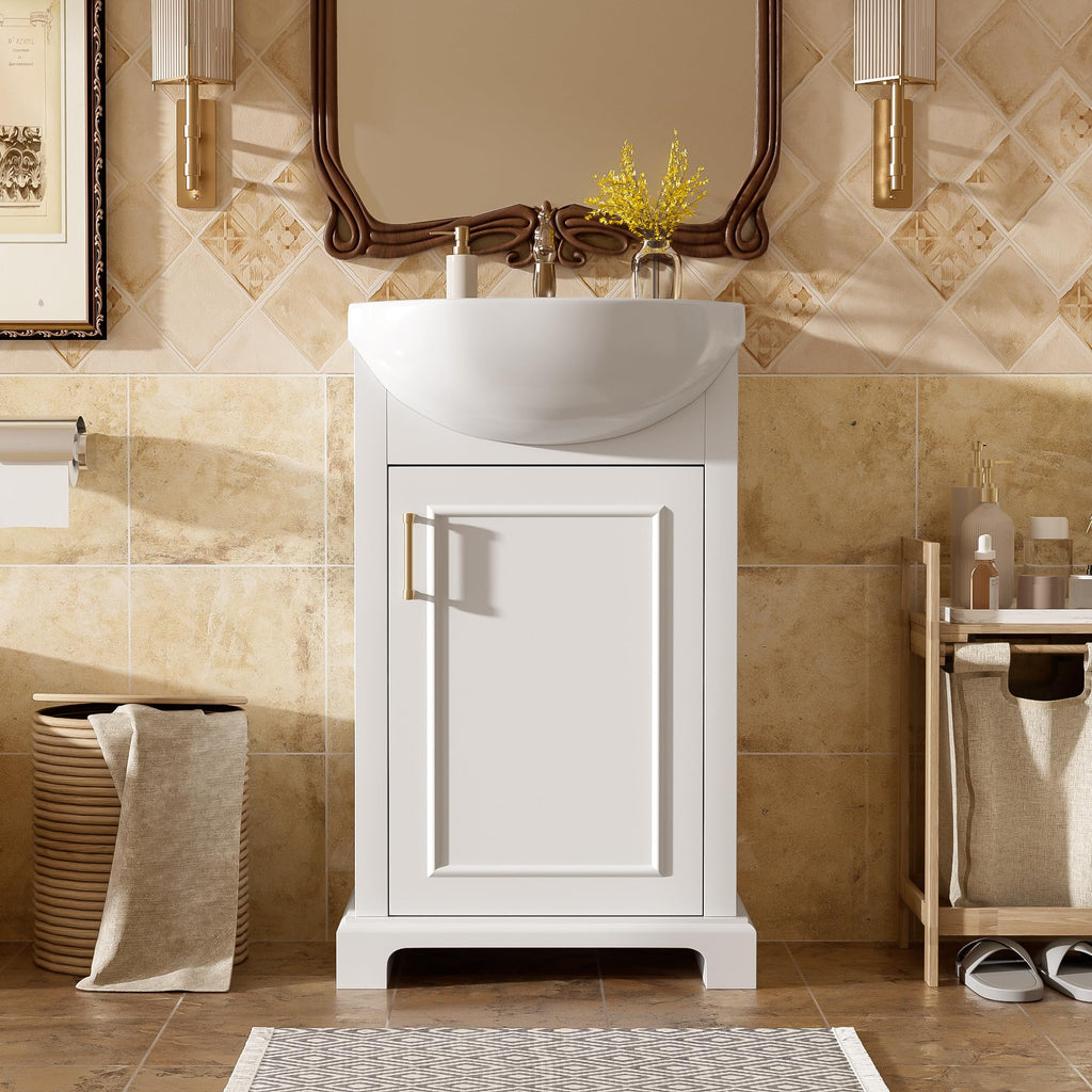 YOPTO 20" Bathroom Vanity with Ceramic Sink, French Style, Black