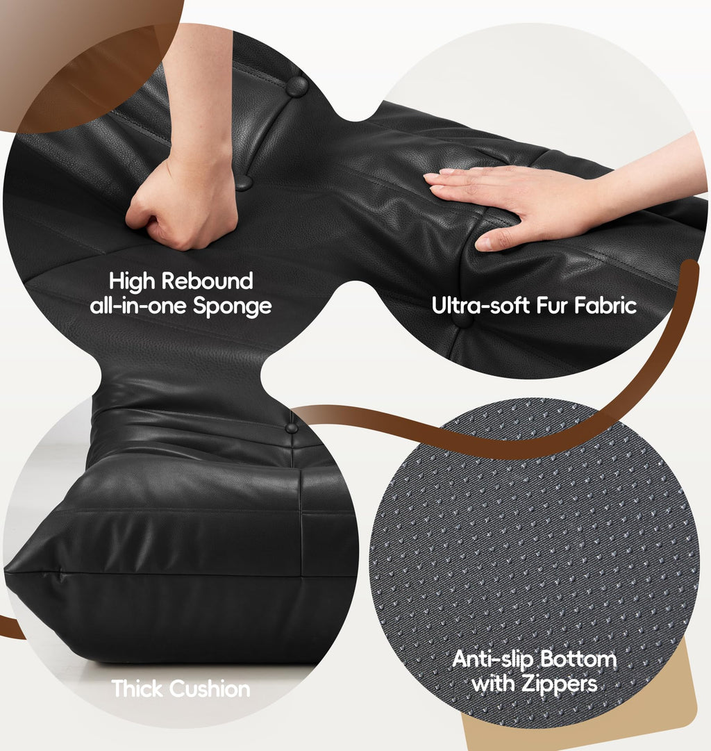 Hobestluk Bean Bag Chair Adult Leather Togo Chair Memory Foam Living Room