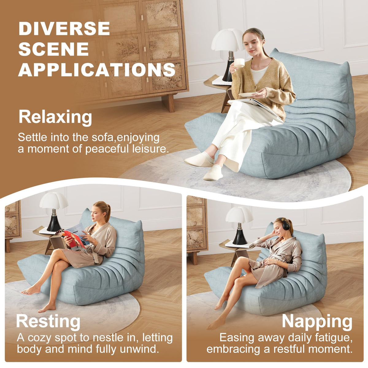 Bean Bag Chair for Adults, Memory Foam Bean Bag Sofa with Waterproof Fabric