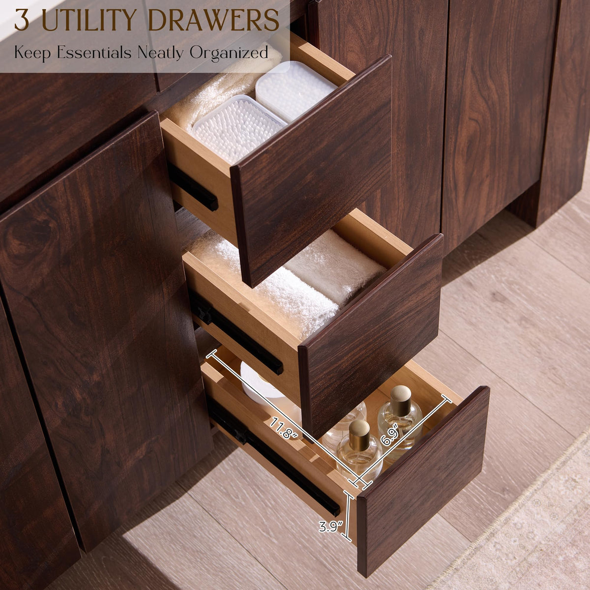 T4TREAM 47.6 Inch Modern Bathroom Vanity with Double Sink, Natural Oak
