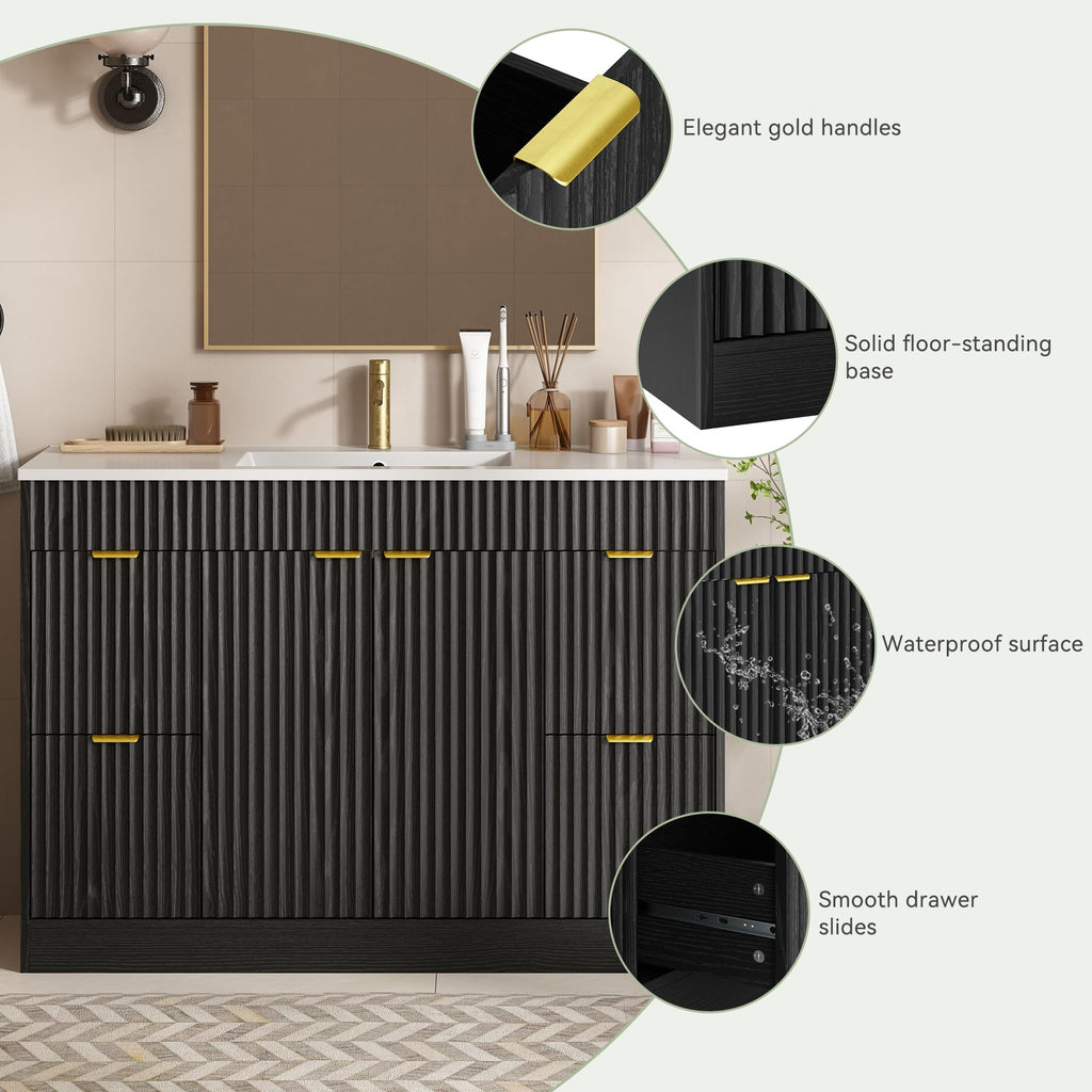 36" Bathroom Vanity with Sink Modern Oak