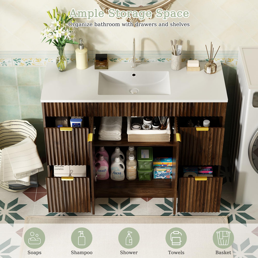 36" Bathroom Vanity with Sink Modern Oak