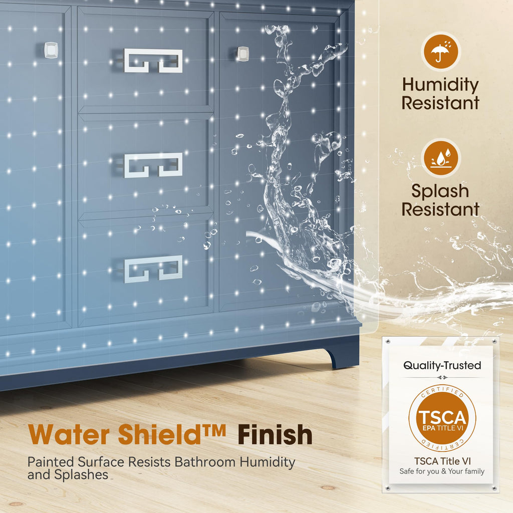 72 Inch Double Sink Bathroom Vanity Solid Wood, Fully Assembled