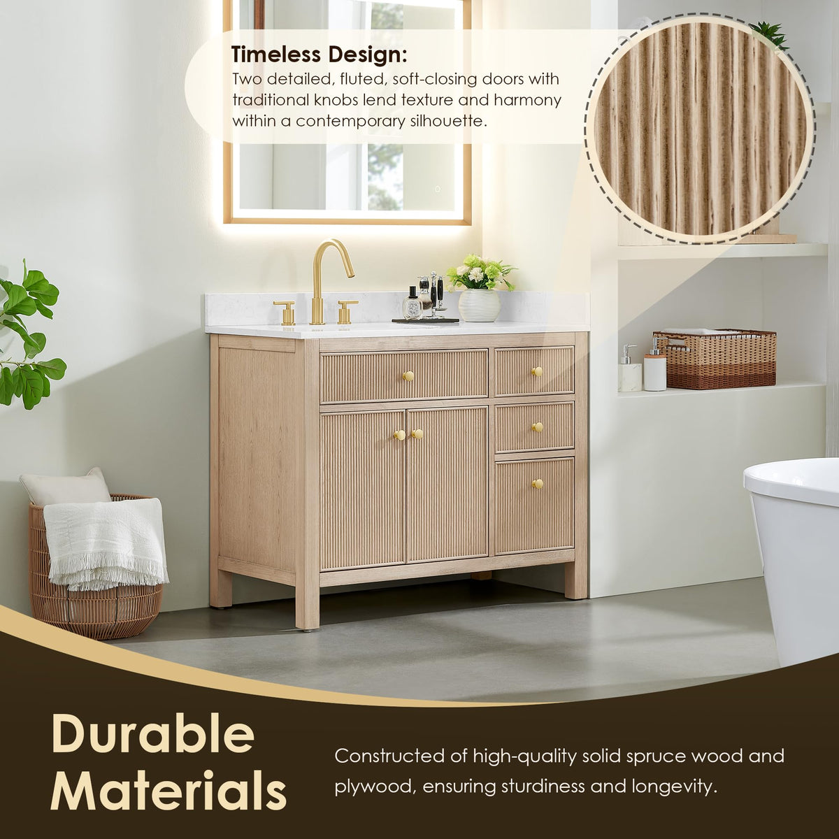 48 Inch Bathroom Vanity with Sink Modern Single Vanities with Countertop