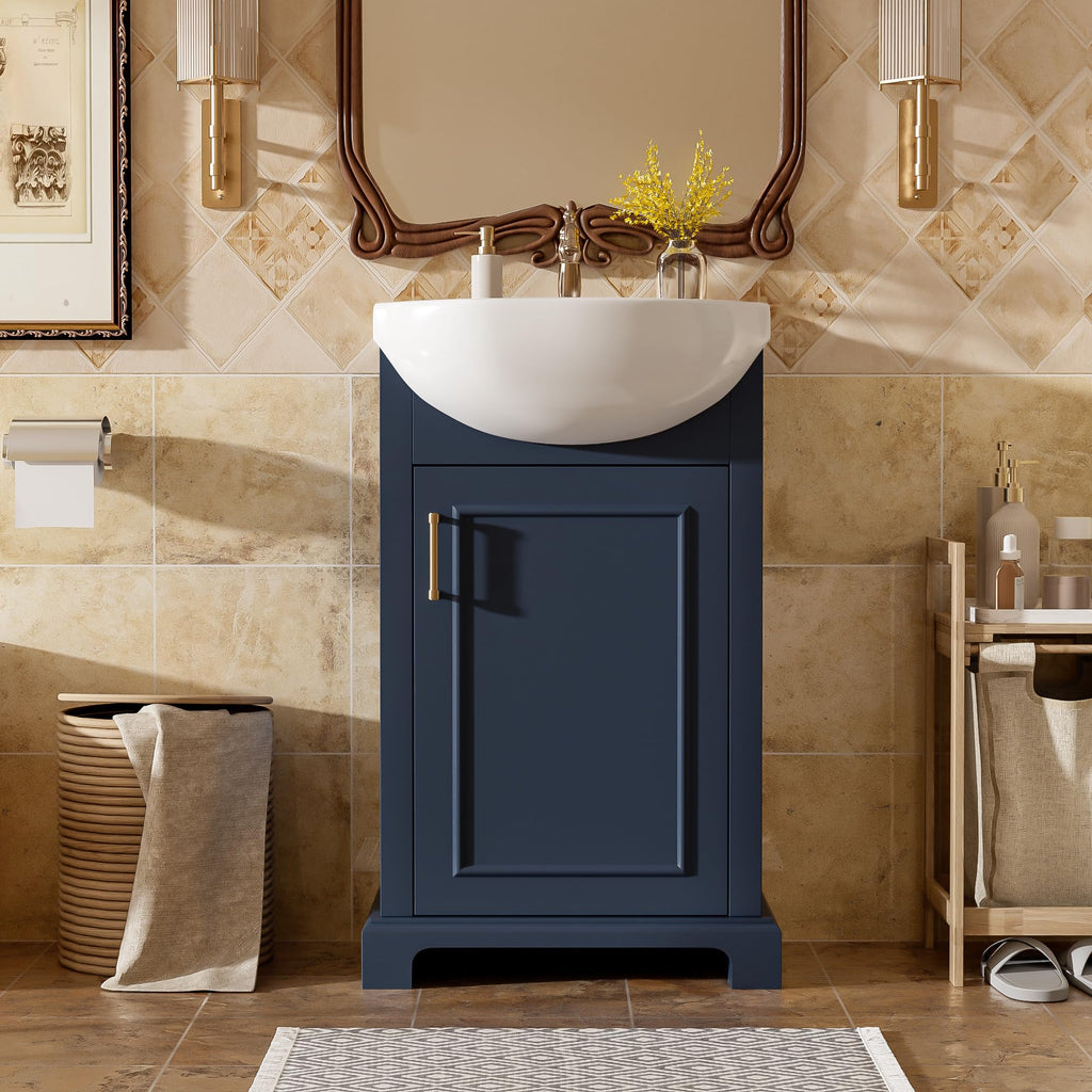 YOPTO 20" Bathroom Vanity with Ceramic Sink, French Style, Black