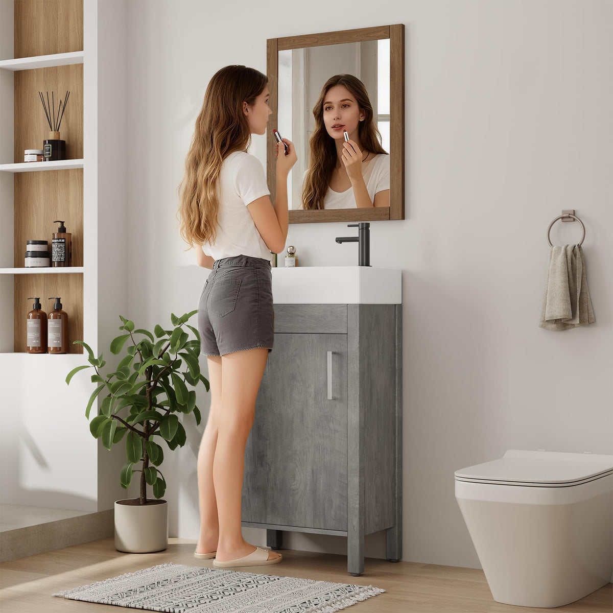 Garvee 24" Bathroom Vanity with Sink, Freestanding Bathroom Cabinet