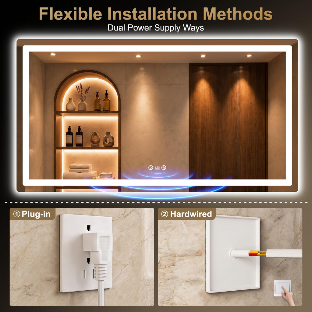 LED Bathroom Vanity Mirror with Lights, 30"x50", Motion Sensor Auto On/Off