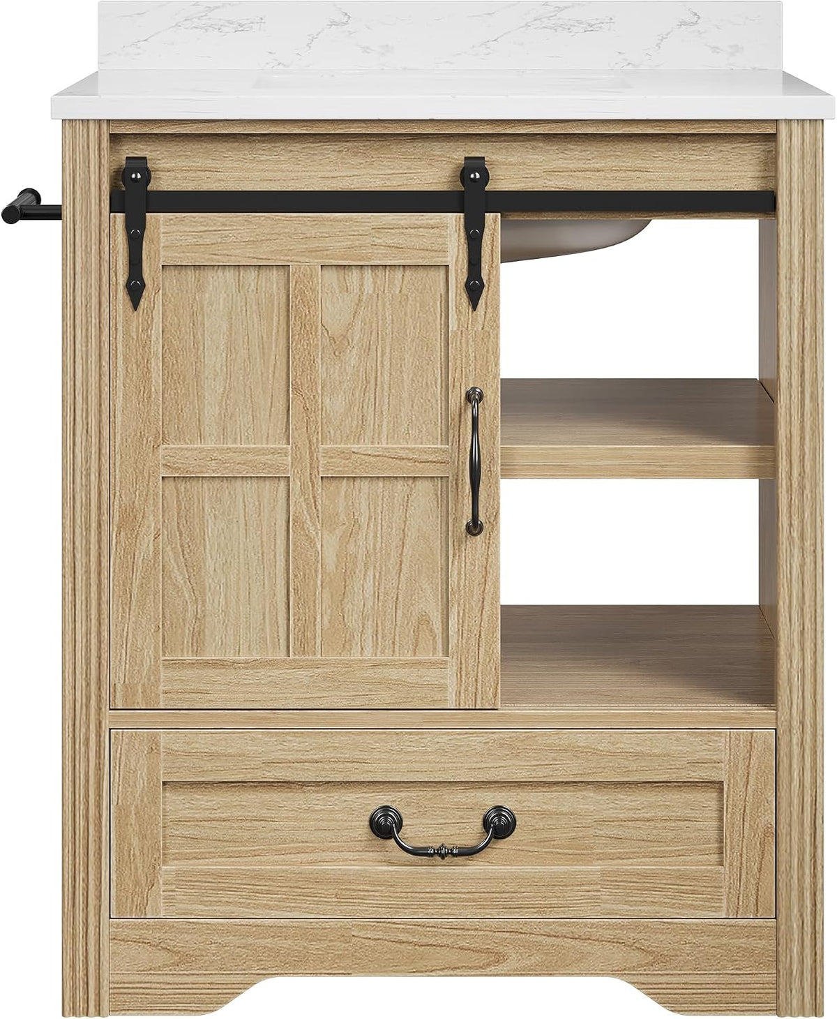 IRONCK Bathroom Vanity with Sink 30", Vanity Cabinet with Water Baffle