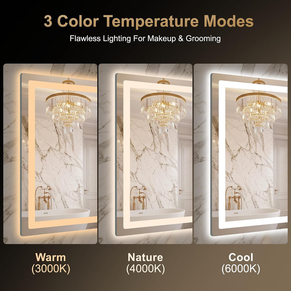LED Bathroom Vanity Mirror with Lights, 30"x50", Motion Sensor Auto On/Off