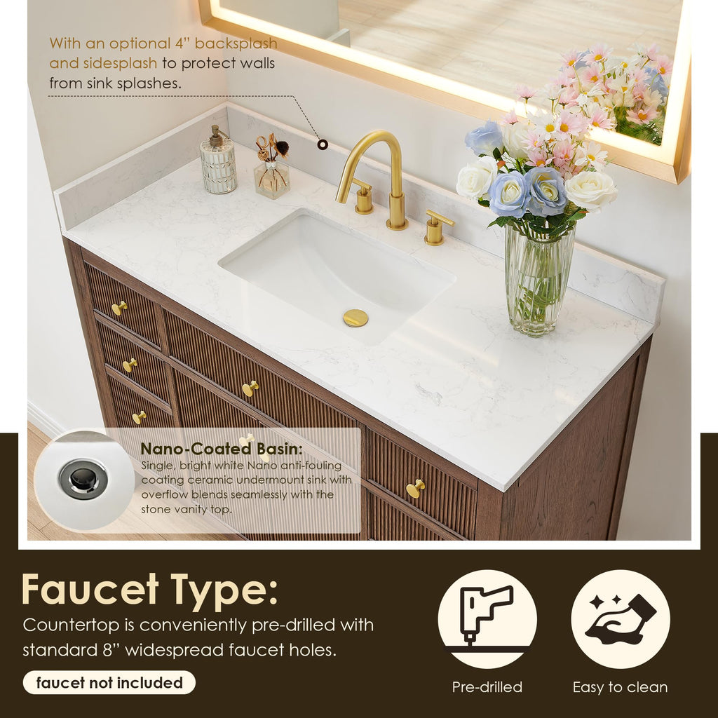48 Inch Bathroom Vanity with Sink Modern Single Vanities with Countertop
