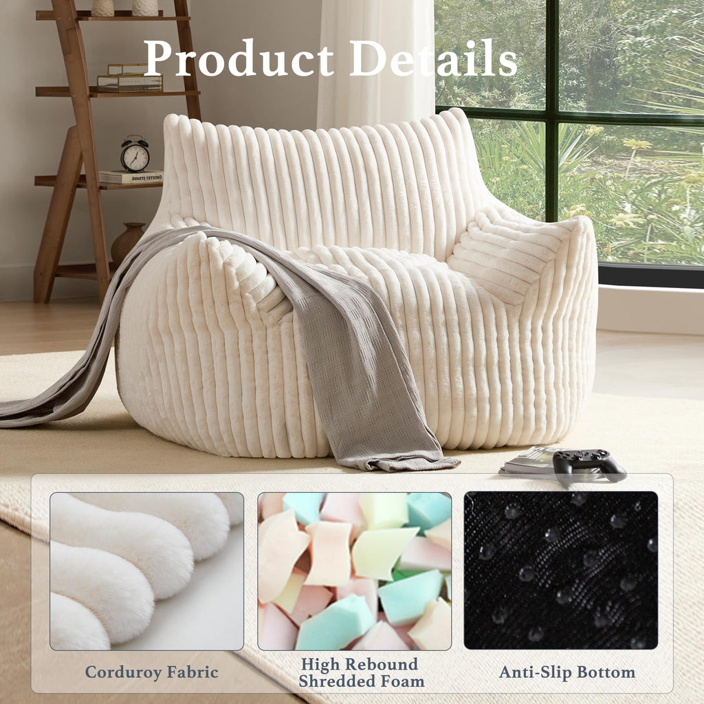 3-in-1 Giant Bean Bag Chair for Adults & Kids, Convertible Floor Sofa to Mattress, Memory Foam Beanbag Chair with Washable Cover, Multi Functional Lounge Couch for Bedroom, Living Room (Dark Grey)