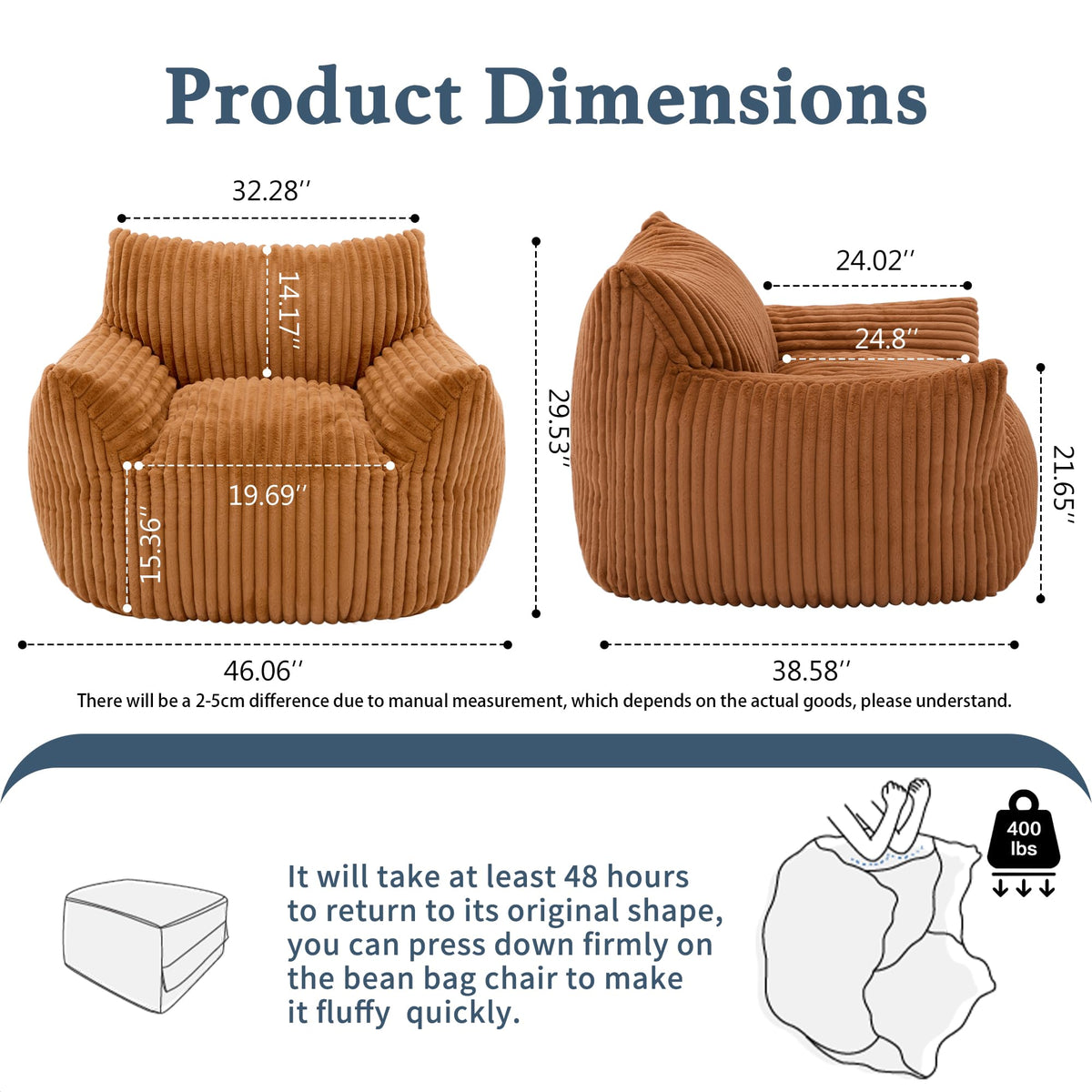 3-in-1 Giant Bean Bag Chair for Adults & Kids, Convertible Floor Sofa to Mattress, Memory Foam Beanbag Chair with Washable Cover, Multi Functional Lounge Couch for Bedroom, Living Room (Dark Grey)