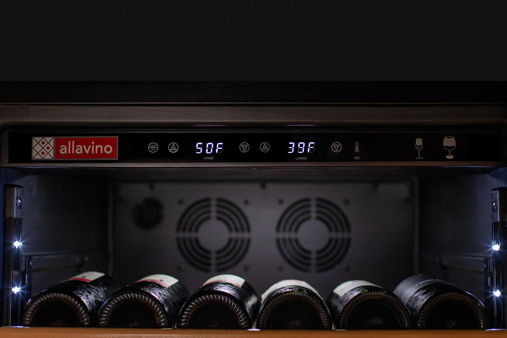 Allavino 76.5" Tall Black Wine Refrigerator with Two Refrigerated Drawers YHWR7724D-B