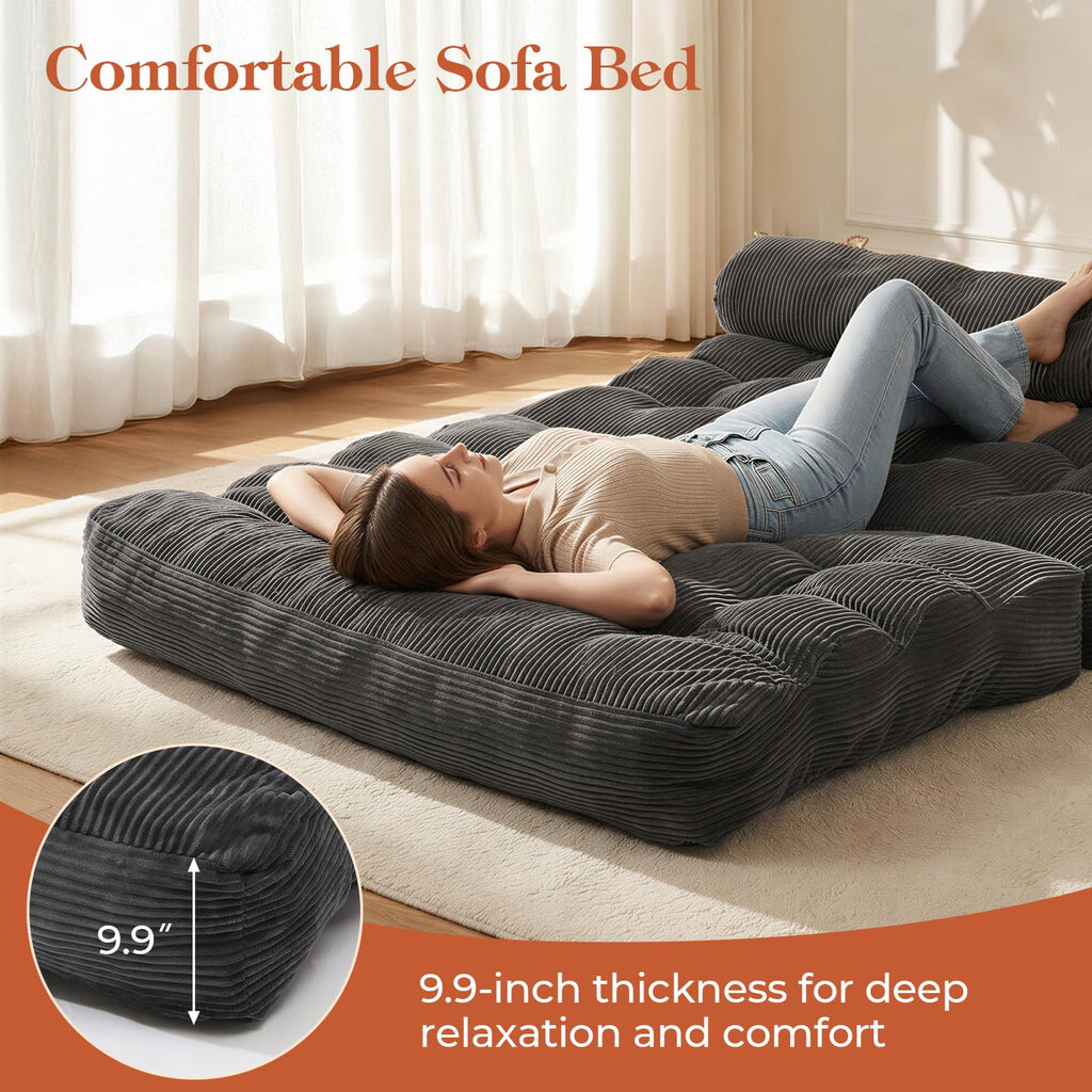 Folding Sofa Bed, Convertible Sleeper Chair with Back Support and Pillow