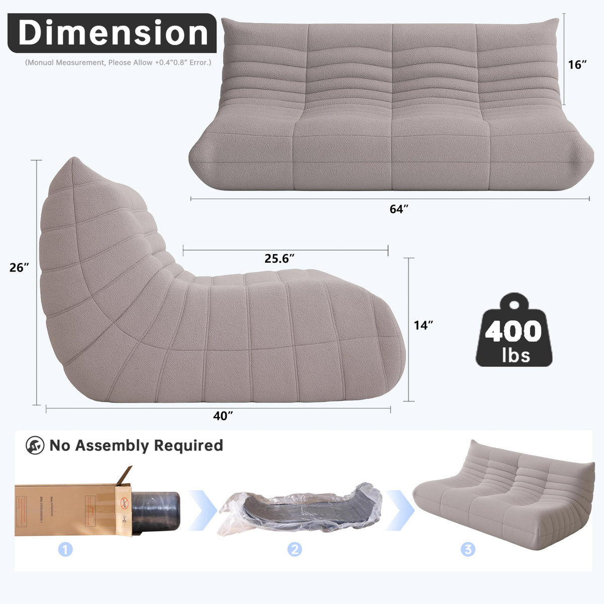 WHGBJA Giant Bean Bag Chair for Adults, Comfy Beanbag with Memory Foam