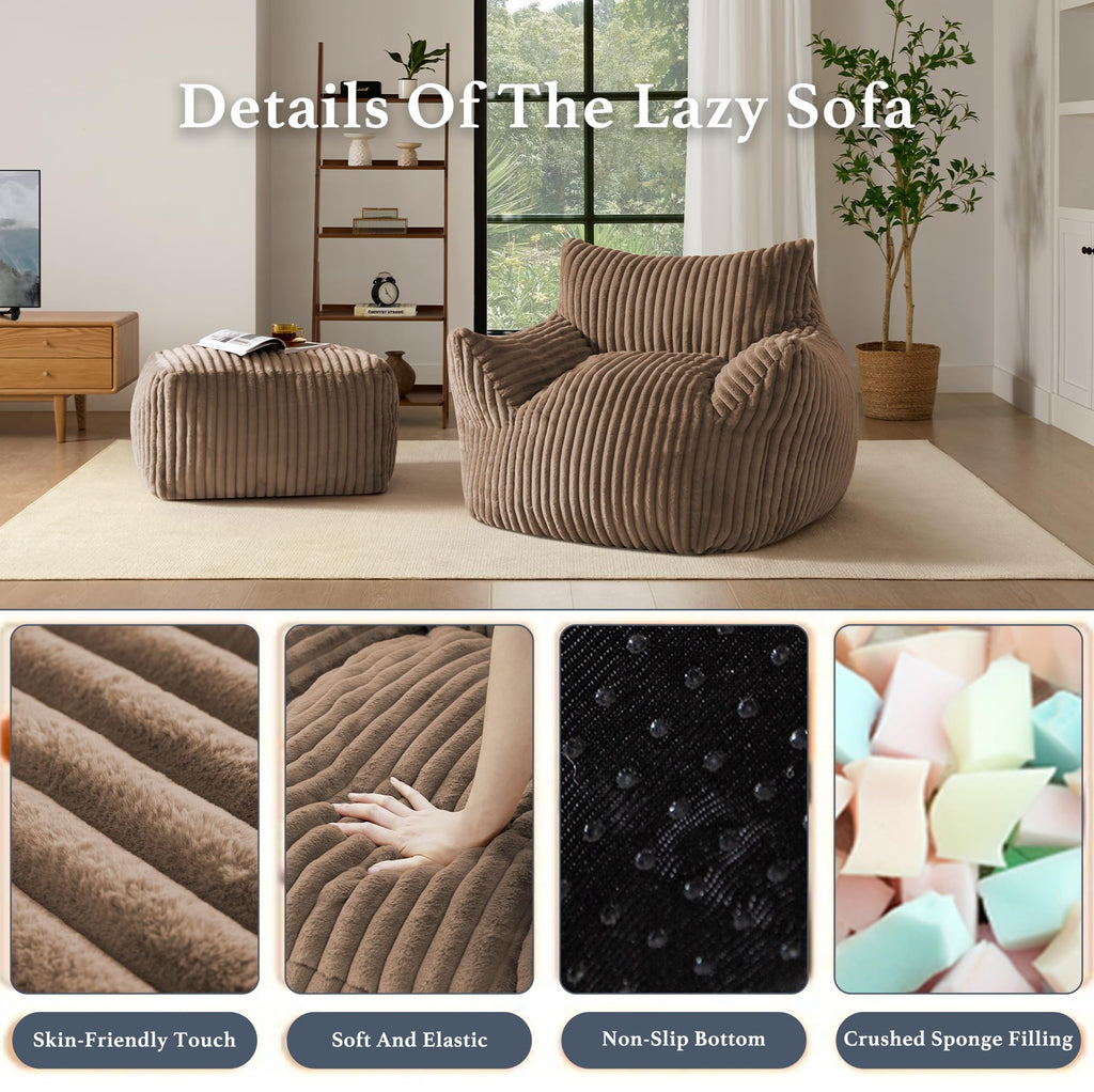 3-in-1 Giant Bean Bag Chair for Adults & Kids, Convertible Floor Sofa to Mattress, Memory Foam Beanbag Chair with Washable Cover, Multi Functional Lounge Couch for Bedroom, Living Room (Dark Grey)