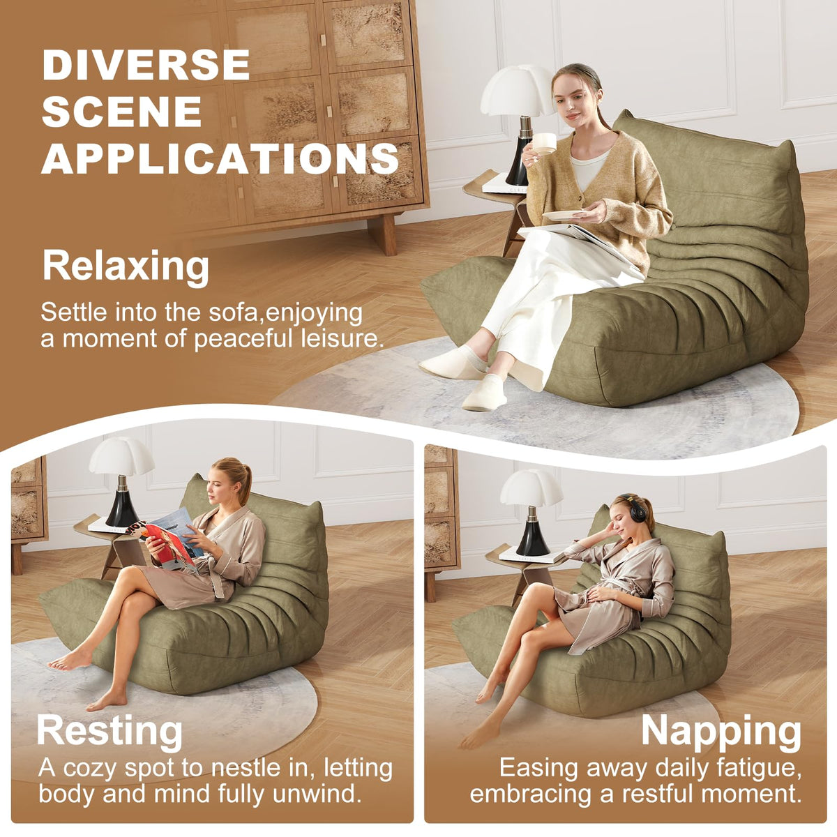 Bean Bag Chair for Adults, Memory Foam Bean Bag Sofa with Waterproof Fabric
