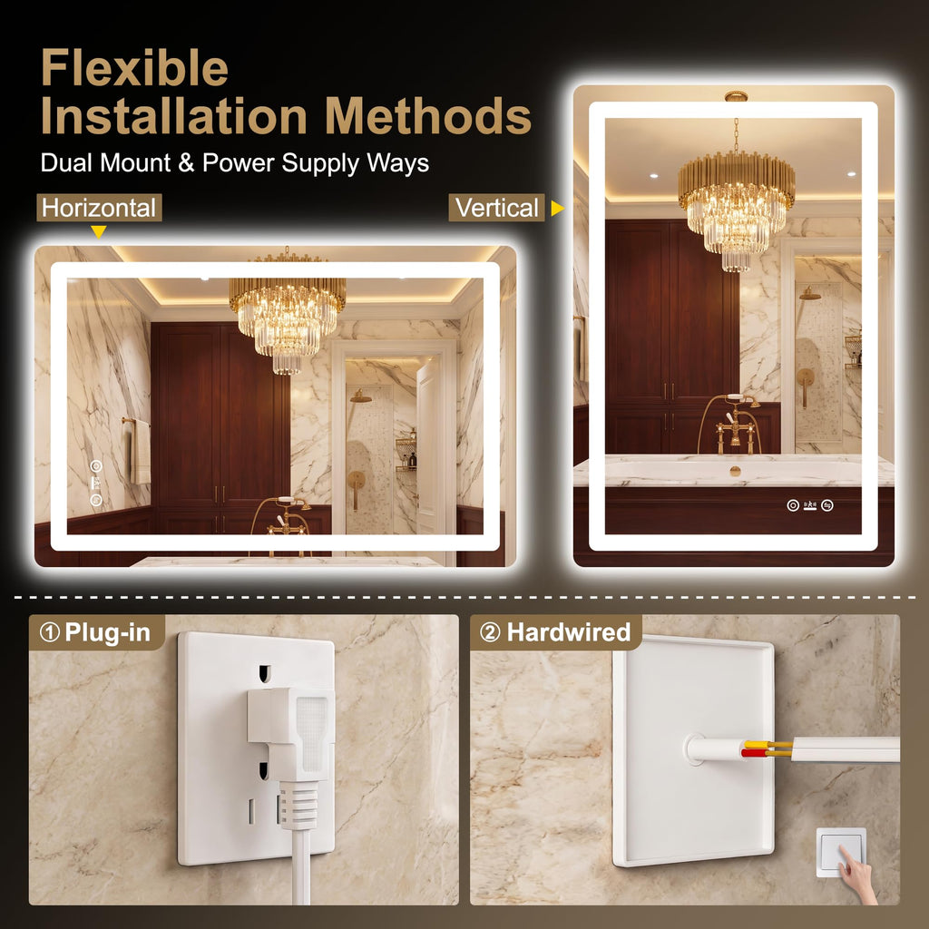 LED Bathroom Vanity Mirror with Lights, 30"x50", Motion Sensor Auto On/Off