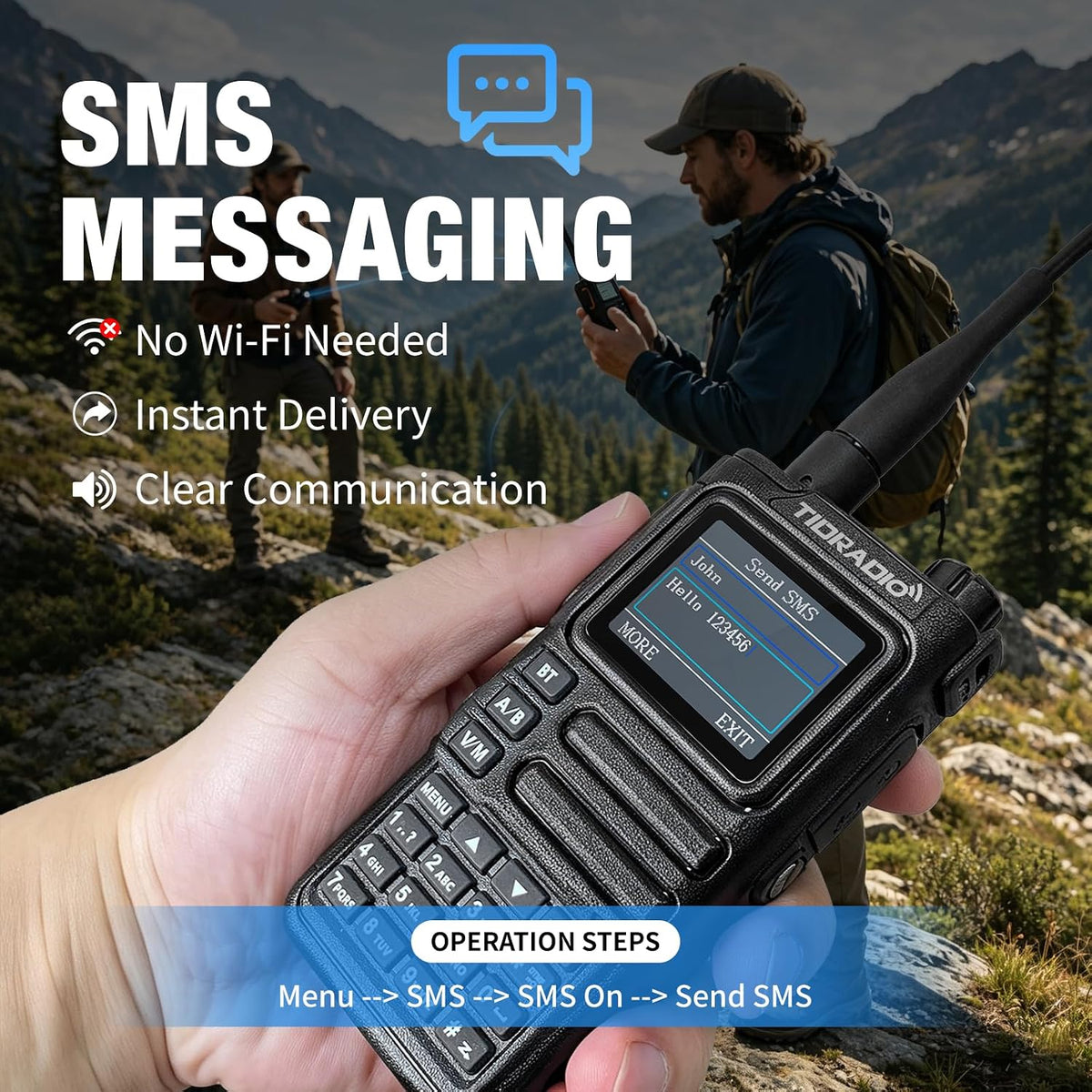 TIDRADIO TD-H9 10W GPS/APRS GMRS Handheld Radio, APP/Web Programming, Bluetoth, Noise Reduction, Repeater Capable, Spectrum Analysis, Compass, Air Band, NOAA, Long Range Walkie Talkies for Off-Roading