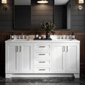 DKB Emilia 72 Inch Bathroom Vanity Double Sink â White Bathroom Vanity with Sink, 1.5" Edge Carrara White Quartz Countertop & Backsplash, 4 Soft-Close Doors, and 6 Dovetail Drawers