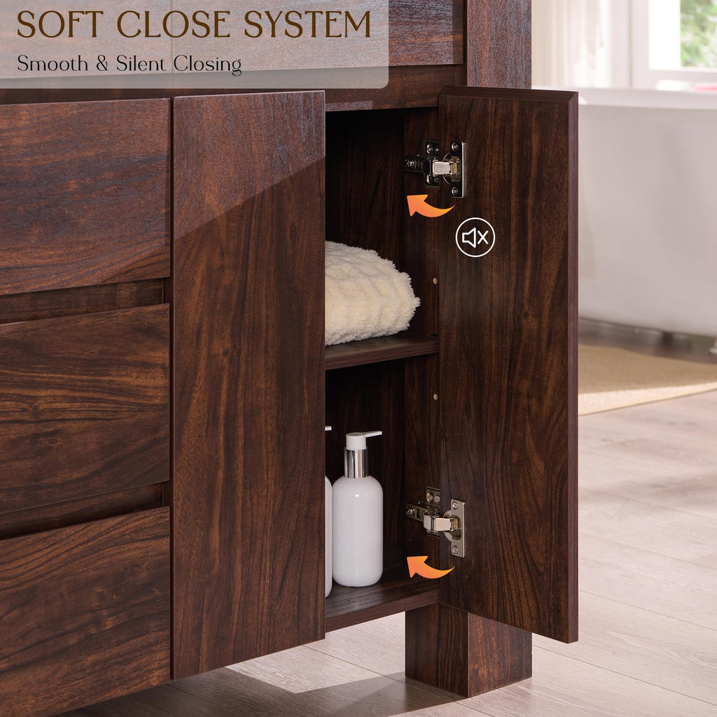 T4TREAM 47.6 Inch Modern Bathroom Vanity with Double Sink, Natural Oak