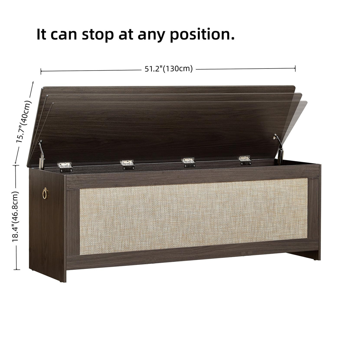 51.2" Storage Chest Extra Large, Rattan Storage Bench,(Cherry Brown