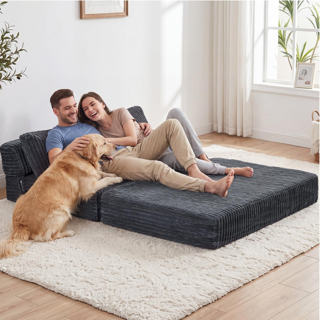 Folding Sofa Bed Convertible 4 in 1 Sleeper Chair Gray Single