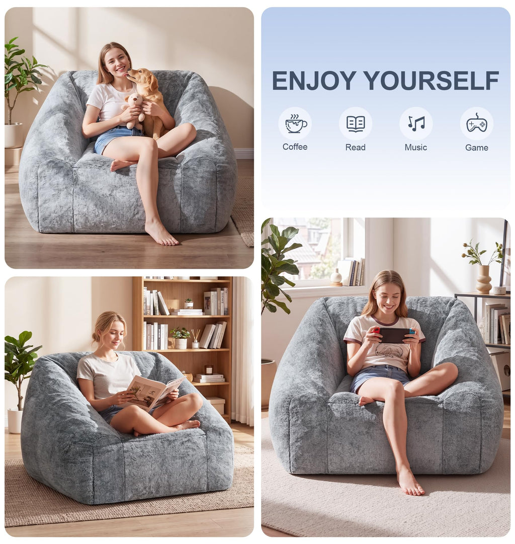 Hobestluk Big Bean Bag Chairs for Adults Fireside BeanBag Couch Togo Sofa