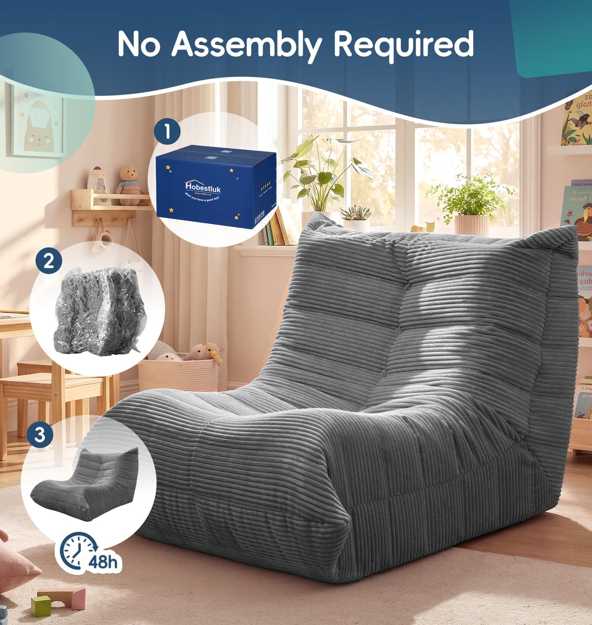 Hobestluk Big Bean Bag Chairs for Adults Fireside BeanBag Couch Togo Sofa
