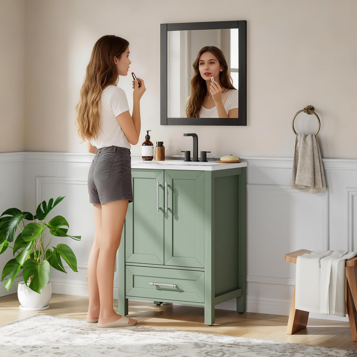 Garvee 24" Bathroom Vanity with Sink, Freestanding Bathroom Cabinet