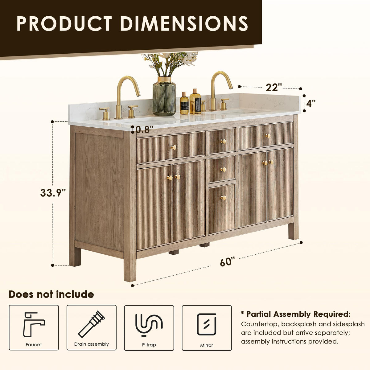 48 Inch Bathroom Vanity with Sink Modern Single Vanities with Countertop