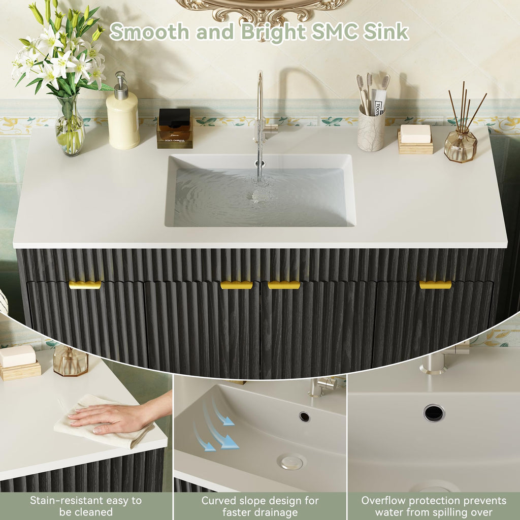 36" Bathroom Vanity with Sink Modern Oak