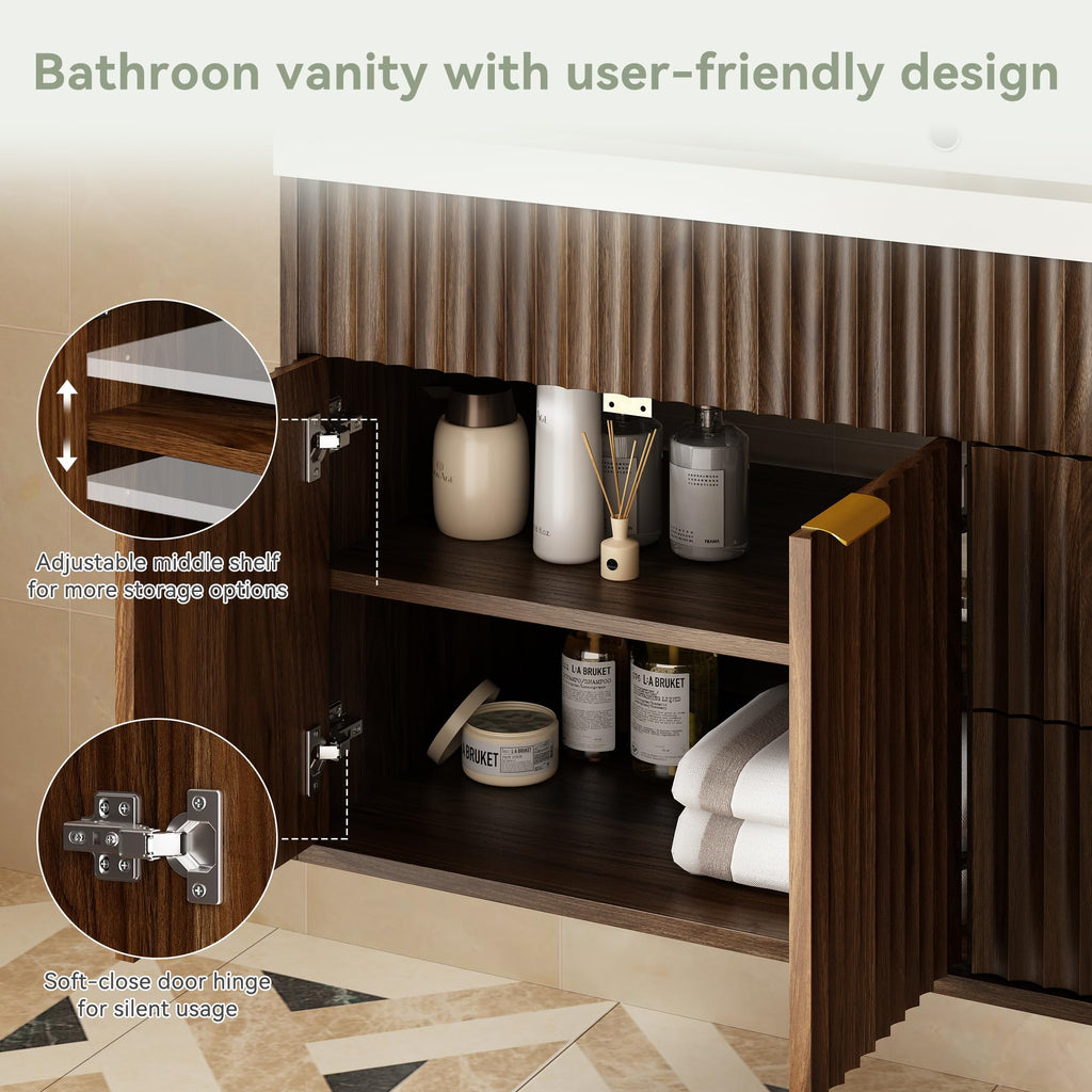 36" Bathroom Vanity with Sink Modern Oak