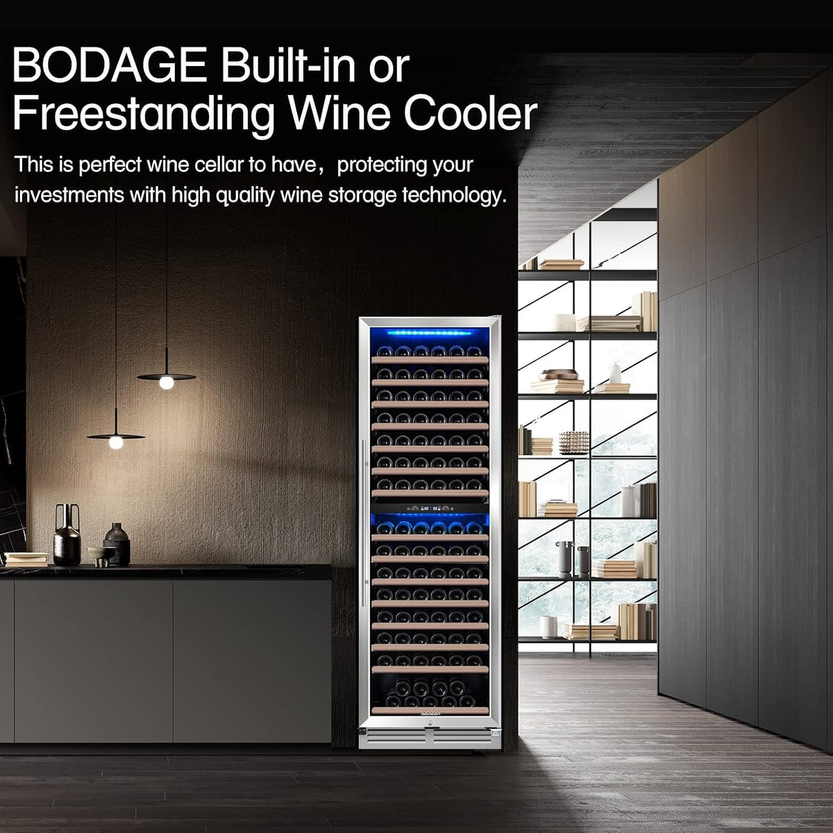 BODEGA 24" Dual Zone Wine fridge,174 Bottles Wine Cooler Refrigerator