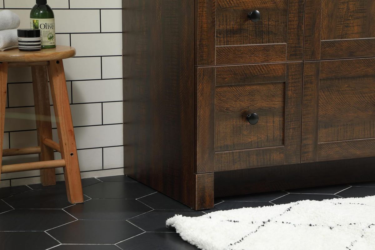 18" Pre-Assembled Bathroom Vanity with Sink, Engineered Wood, Ivory White Engineered Marble Countertop Included, Single Oval Porcelain Sink, 1 Soft-Close Drawers, Expresso