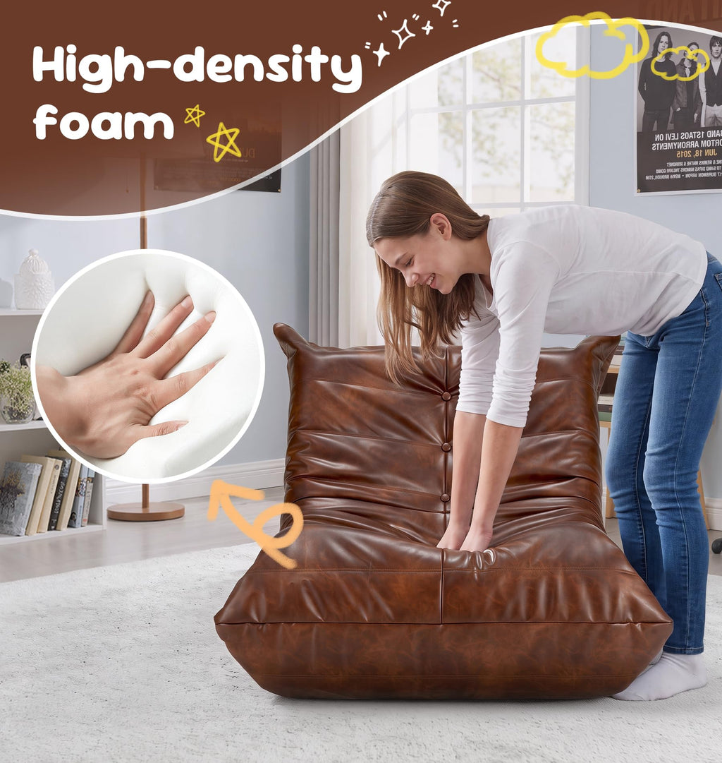 Hobestluk Bean Bag Chair Adult Leather Togo Chair Memory Foam Living Room