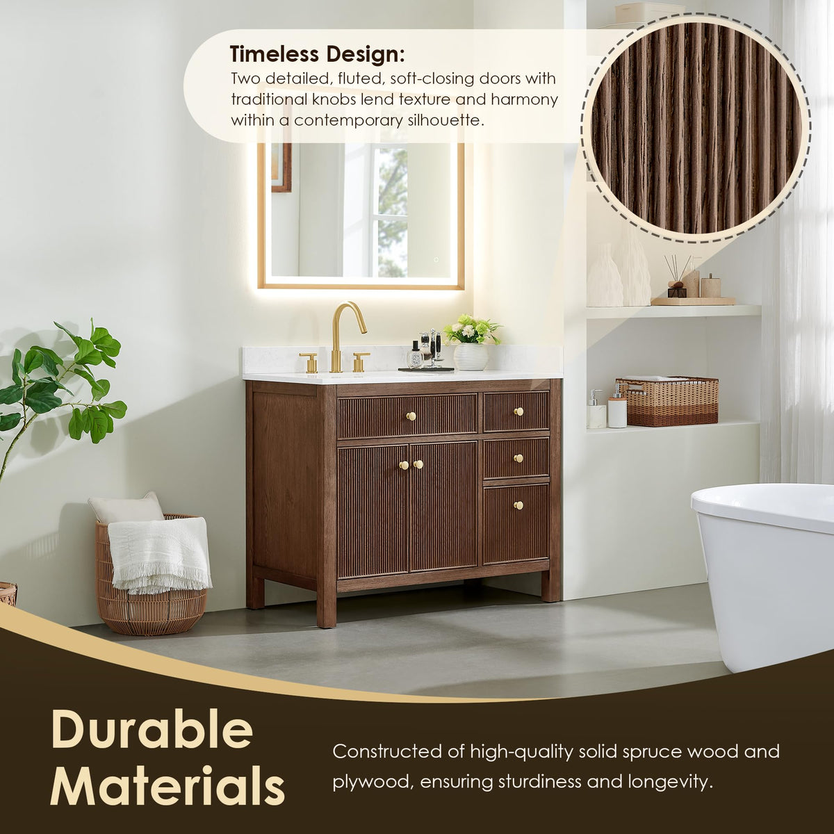 48 Inch Bathroom Vanity with Sink Modern Single Vanities with Countertop