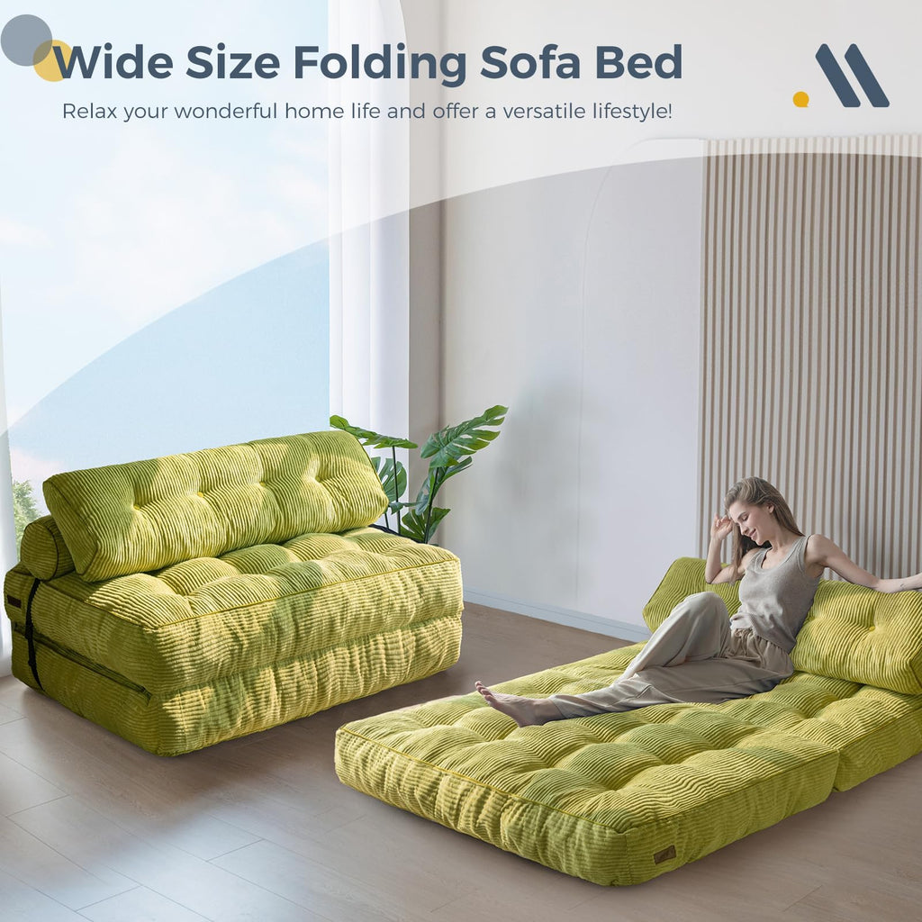 MAXYOYO Folding Sofa Bed, Convertible Chair Bed with Pillow