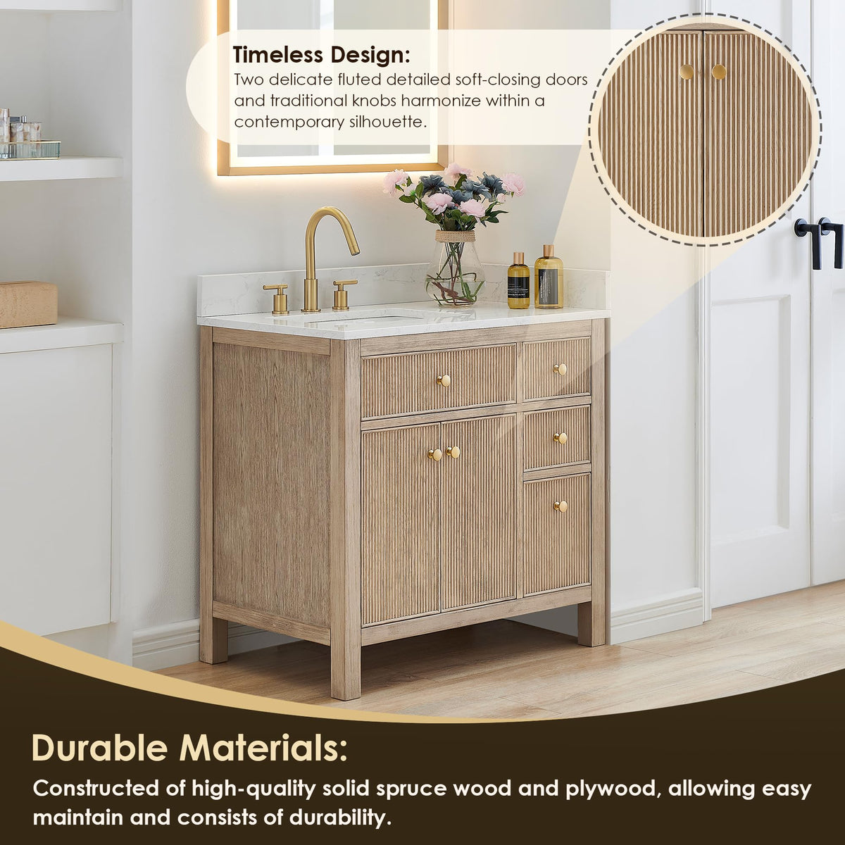 48 Inch Bathroom Vanity with Sink Modern Single Vanities with Countertop