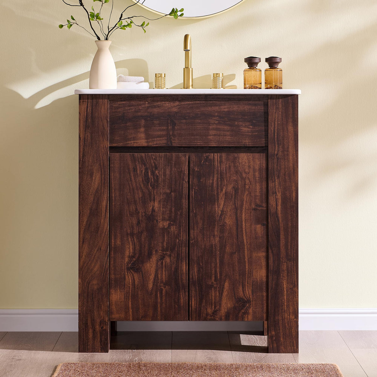 T4TREAM 47.6 Inch Modern Bathroom Vanity with Double Sink, Natural Oak