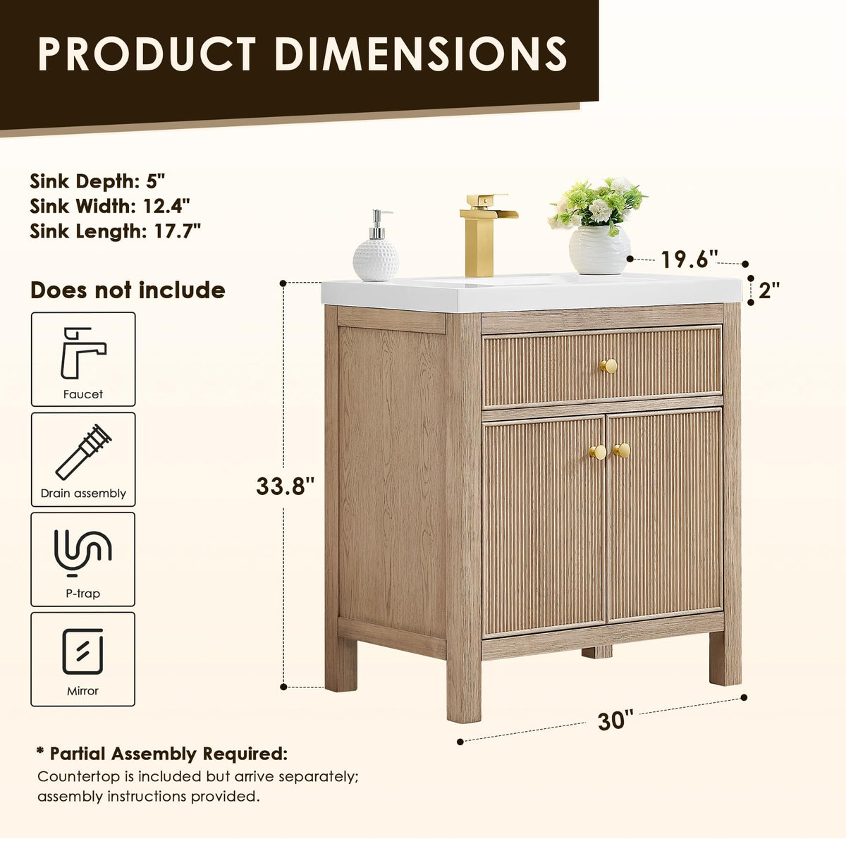 48 Inch Bathroom Vanity with Sink Modern Single Vanities with Countertop
