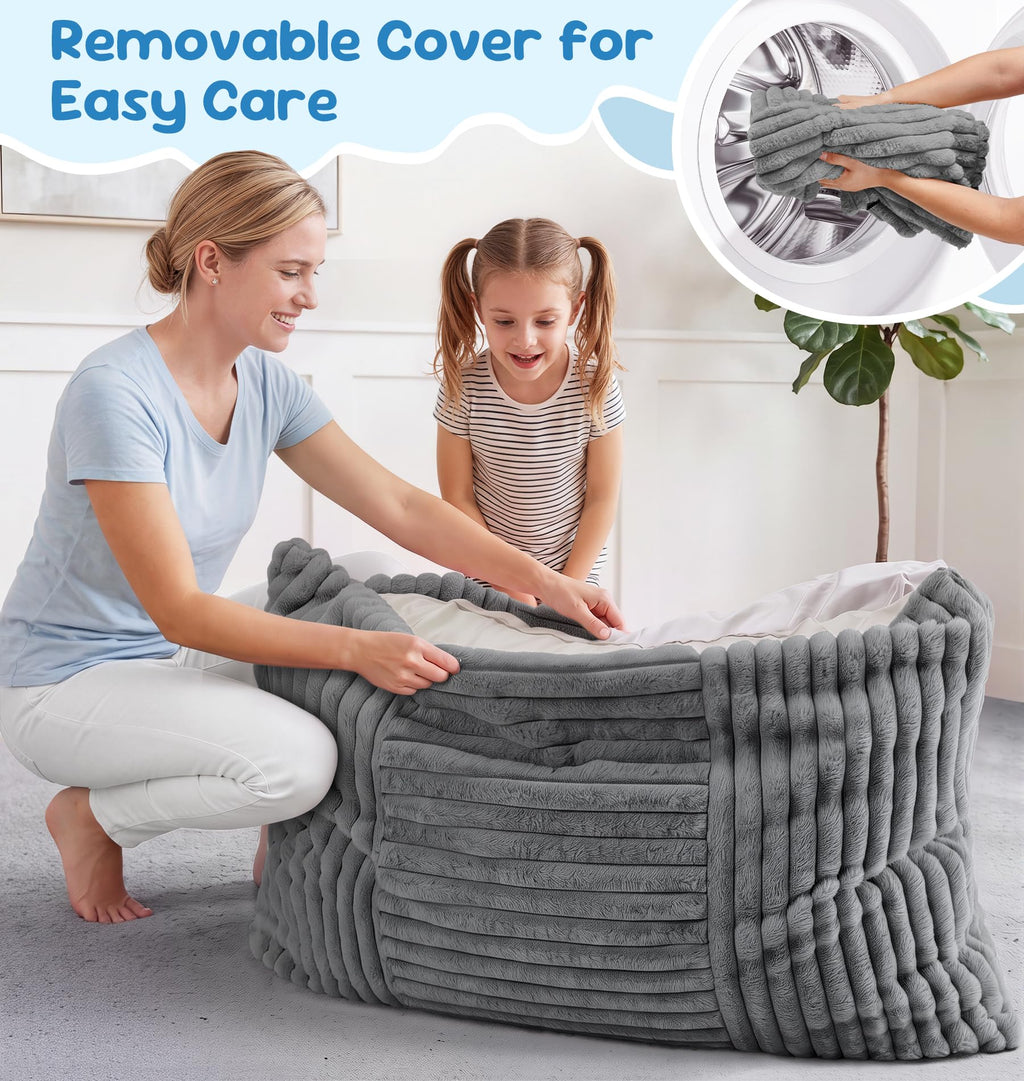 Hobestluk Adult Bean Bag Chair 3 in 1 Convertible Large Bean Bag Sofa
