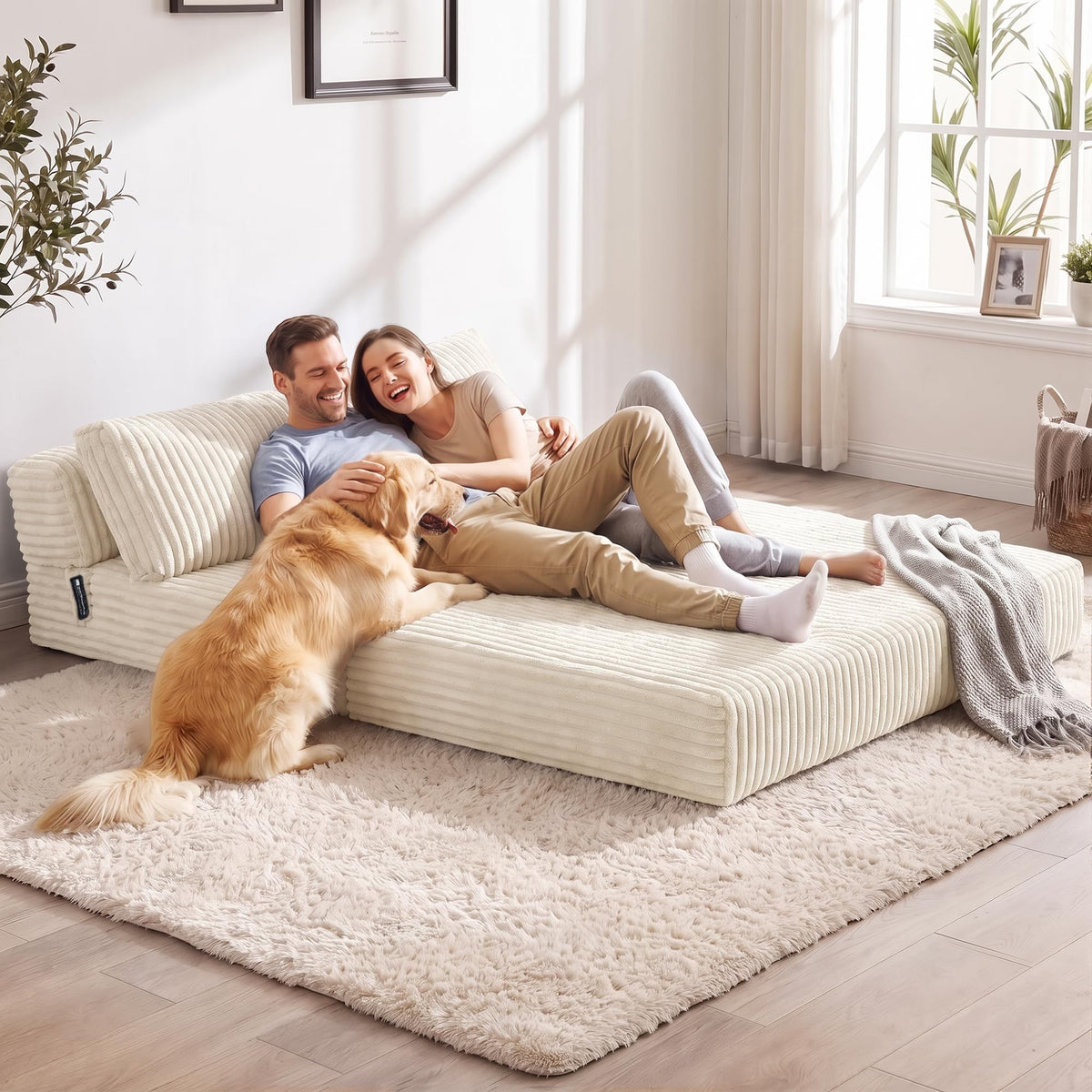 Folding Sofa Bed Convertible 4 in 1 Sleeper Chair Gray Single
