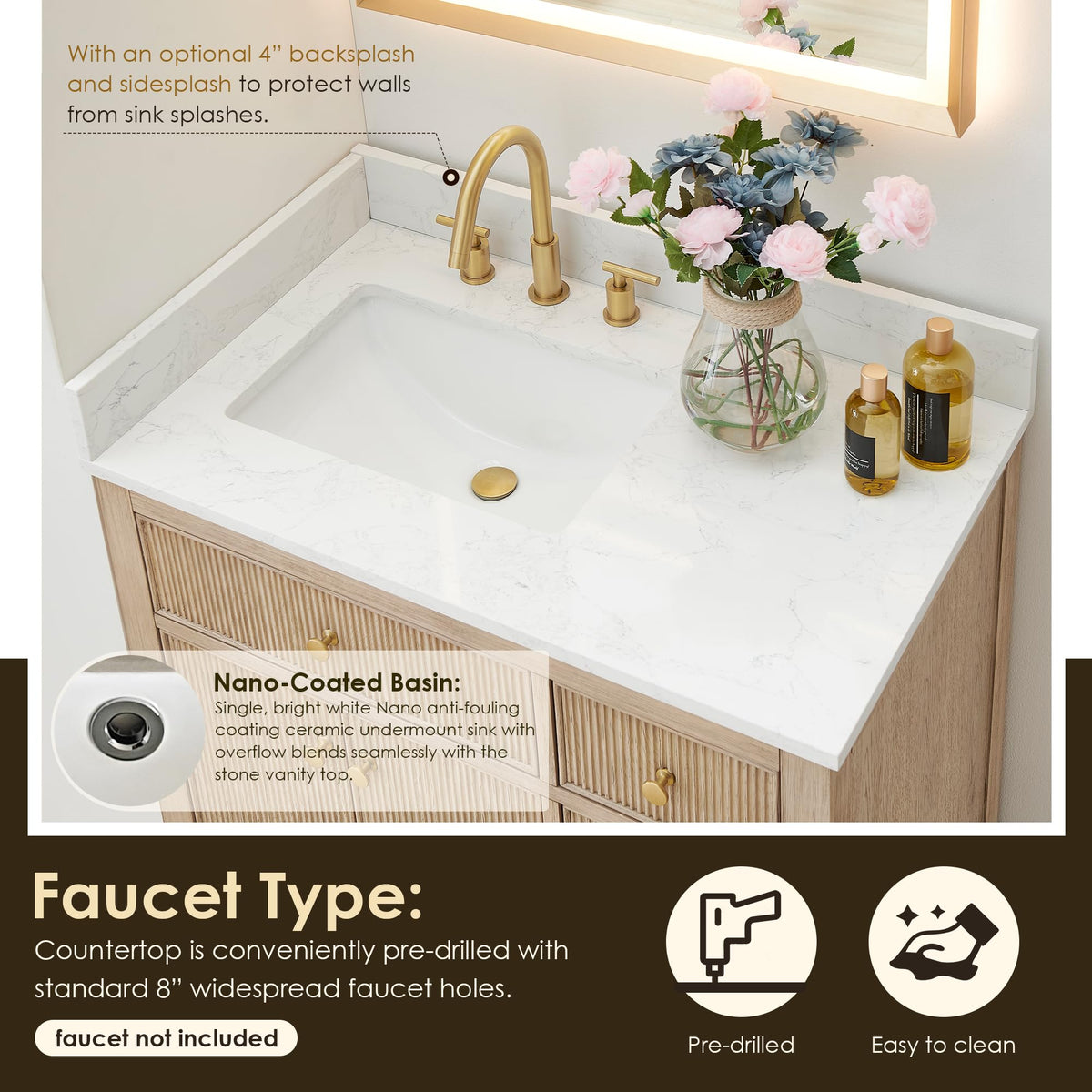 48 Inch Bathroom Vanity with Sink Modern Single Vanities with Countertop