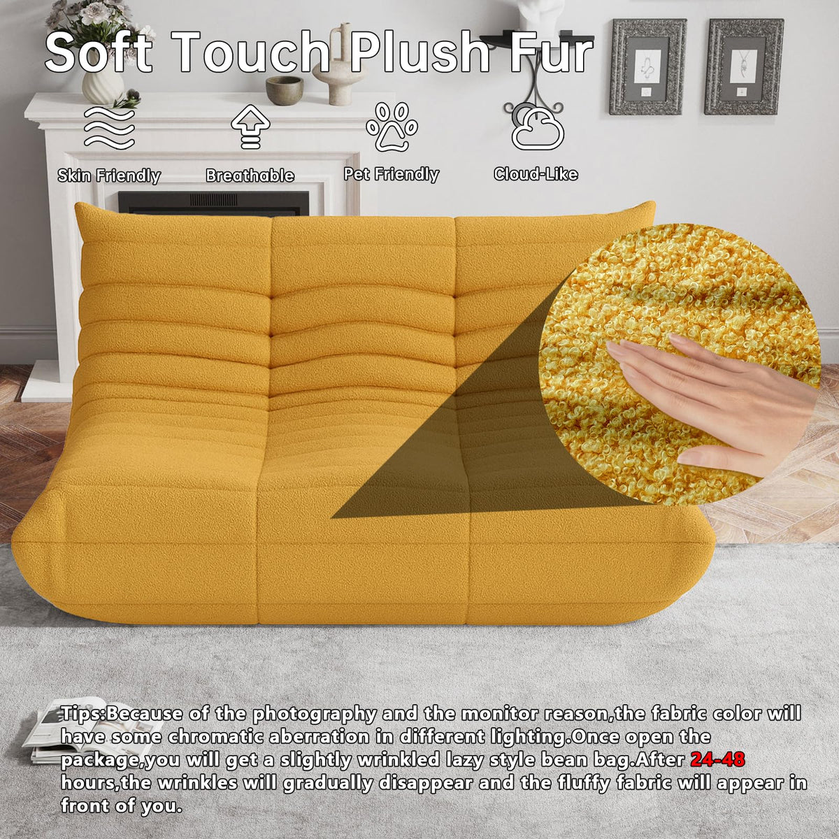 WHGBJA Giant Bean Bag Chair for Adults, Comfy Beanbag with Memory Foam