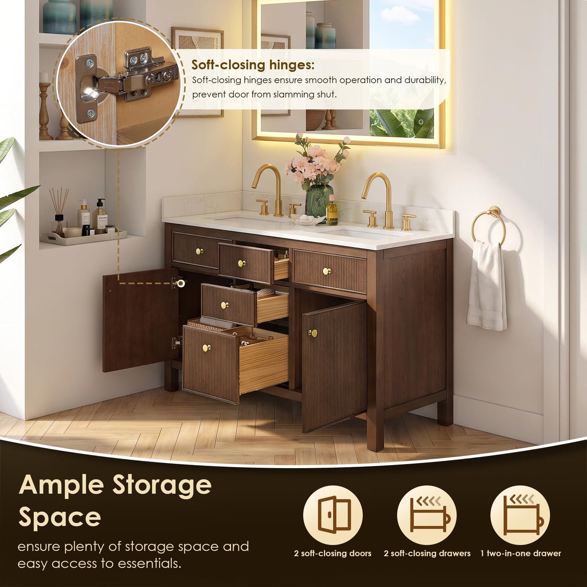 48 Inch Bathroom Vanity with Sink Modern Single Vanities with Countertop